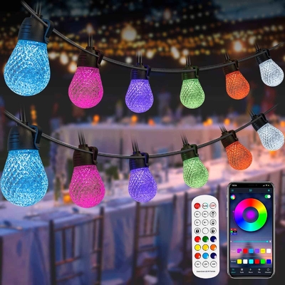 購入 結婚式の屋外 RGB ストリング ライト 49FT 防水リモート コントロール オンライン製造