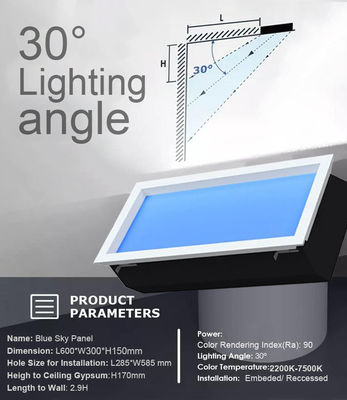 買う 30° 方向 LED 天井パネルライト 青空効果と現実的な日光のために調節可能な白色 オンライン製造