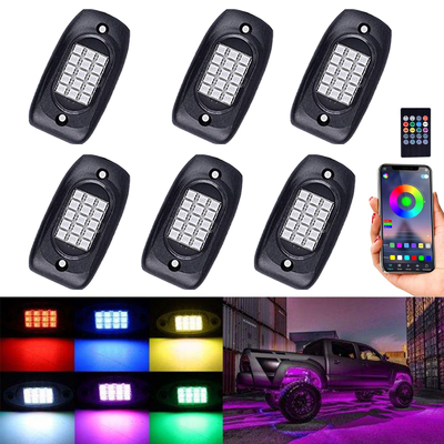 6 つのポッド トラック RGB LED ロック ライト、多色刷りの RGB ロック ライト キット