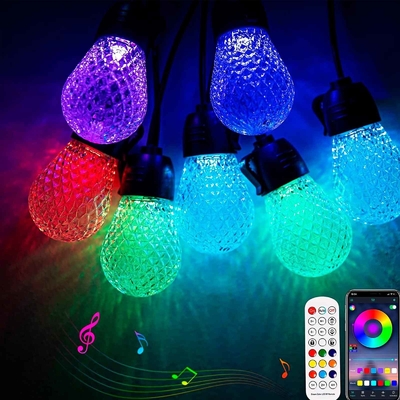 調光可能 48ft RGB ストリング ライト 防水 DC12V 15 電球 アプリ コントロール